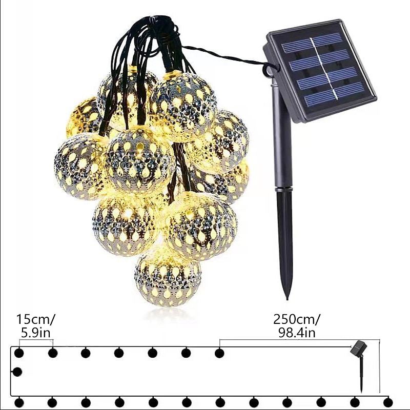 guirlande solaire led lumière extérieure boule marocaine lumière de jardin  étanche 10m-50led 7m-30led 5m-20led globe fée guirlande lumineuse orbe  lanterne éclairage de noël pour la décoration de la de 2024 ? $12.99
