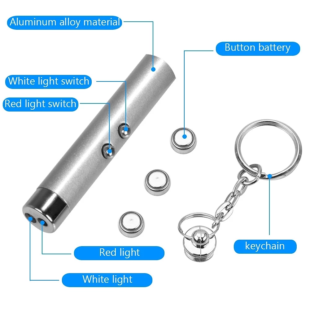 3PCS Laser Pointer Toy Mini Cat Dog Fun Pointer Red Light Laser LED Training Torch Pet Toys Pen 2-In-1 Cat Pet Toy Red Laser Light LED Pointer 2025 - $15.49 –P4