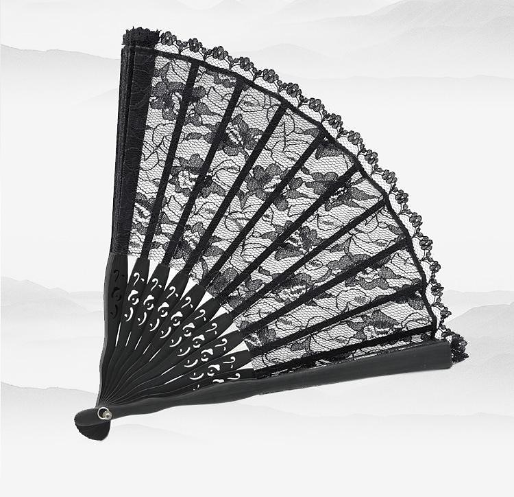 Classical Style Silk Composite Black Lace Fan Style Folding Fan Hand Held Gift Elegant 2025 - $15.49 –P2
