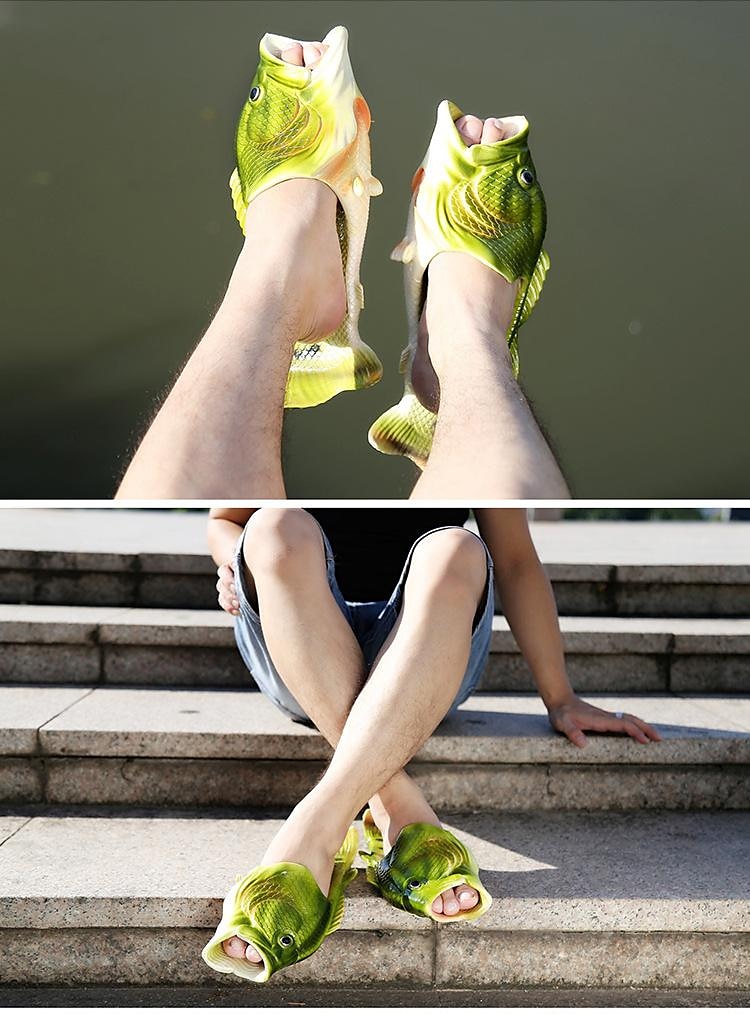 fiskformade tofflor för män - roliga 3d-flip flops för män och kvinnor, nyhet sommarstrandsandaler, fritidskläder inomhus/utomhus 2025 - $19.99 –P3