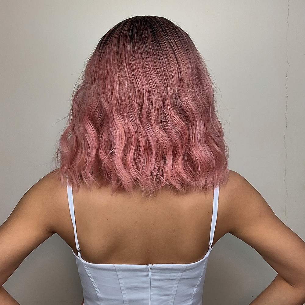 parrucche bob haircube parrucche rosa water wave coaplay con frangetta parrucche bob corte marrone ramato per le donne afroamericane del 2025 a $23.99 –P4