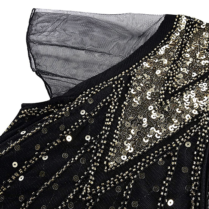 Rugido 20s 1920s Maxi Hasta el Tobillo Vestidos Vestido de noche Vestido de fiesta de graduación Normal Mangas cortas El gran Gatsby charlestón Invitado a la boda Lentejuelas Geométrico Corte 2026 - $56.99 –P14