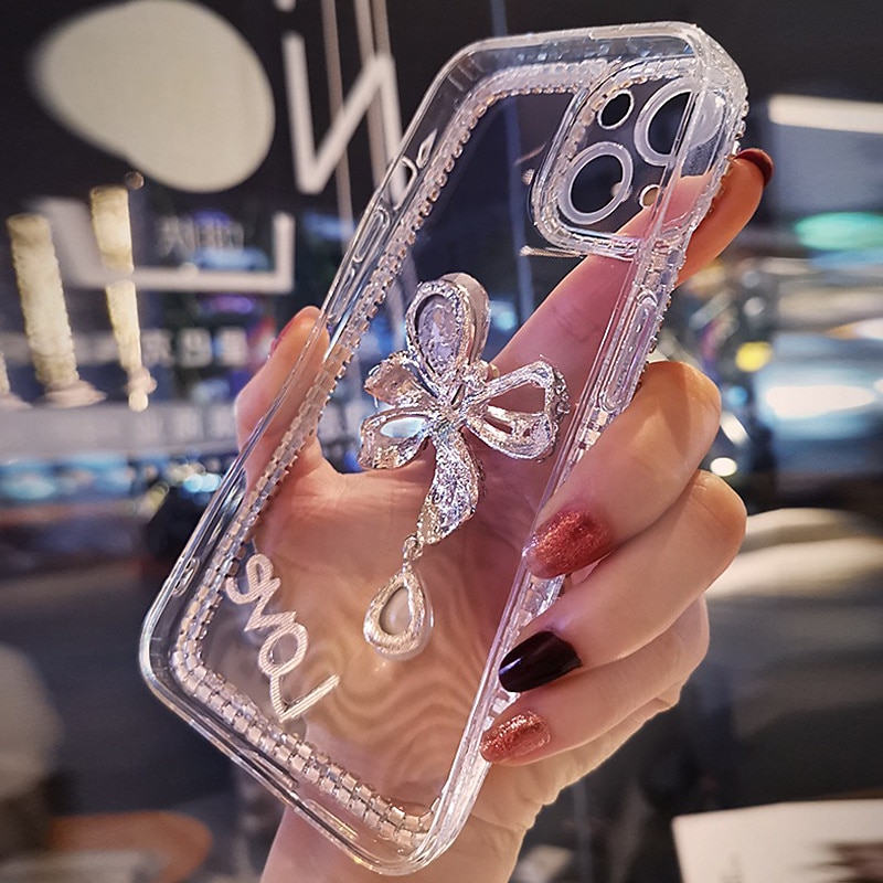 Чехол для iPhone 16e iPhone 15 Pro Max Plus iPhone 14 13 12 11 Pro Max Mini X XR XS Max 8 7 Plus Защитный чехол кристально чистый для женщин девочек блестящий блестящий ударопрочный бабочка с 2025 - $15.99 –P2