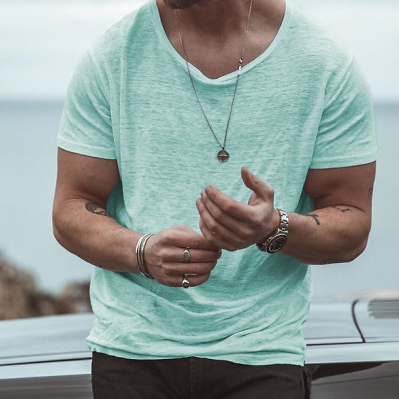 Herren T Shirt Kurzarm Rundhalsausschnitt Sommer Einfach Mode Klassisch Bequem Rundhalsausschnitt Straße Lässig Sport Schwarz Weiß Blau Top T-Shirt für Herren 2025 - $20.99 –P10
