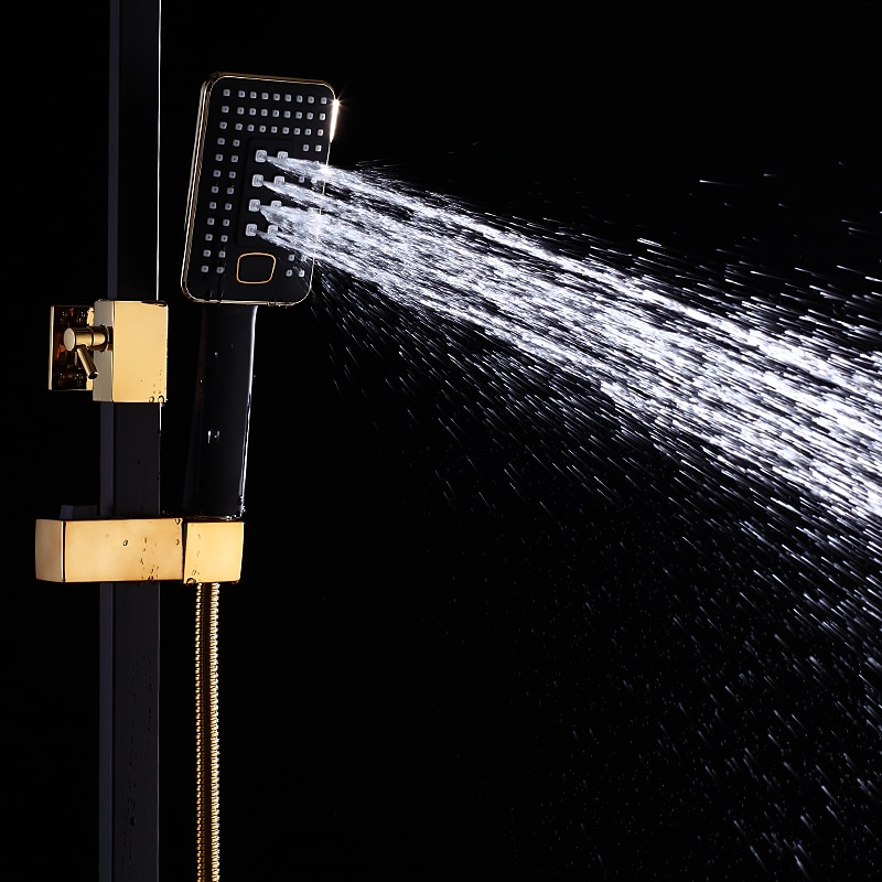 sistema de ducha juego de grifería montado en la pared, cabezal de ducha de lluvia de 9 pulgadas ducha de mano rociador de mano con soporte acabados electrochapados/pintados montaje interior válvula de cerámica ducha de baño 2025 - $333.79 –P17