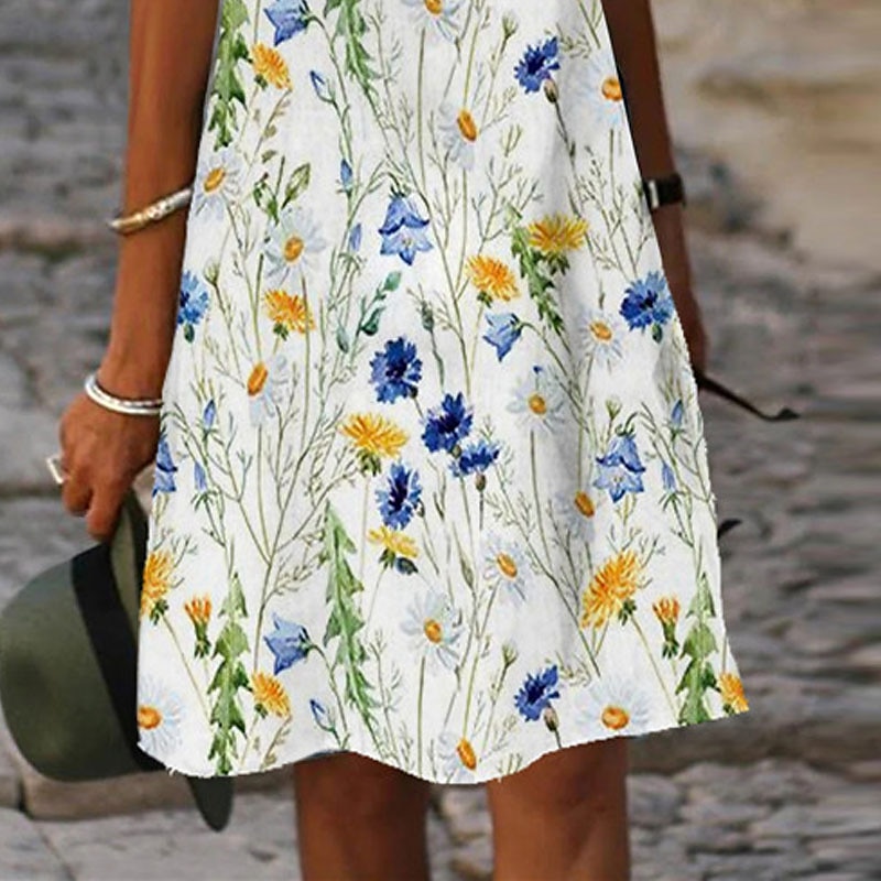 Women's Casual Dress Shift Dress Midi Dress White Short Sleeve Floral Print  Summer Spring V Neck Vacation 2023 S M L XL XXL 3XL 2024 - $26.99