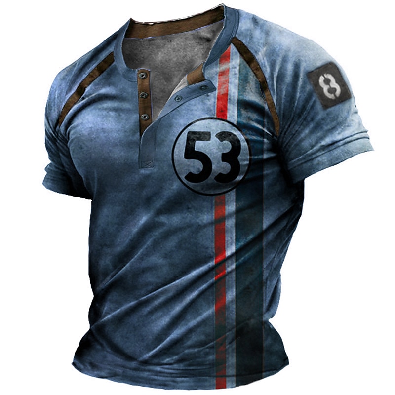 Voor heren Grafisch Gestreept Brief T-shirt Henley-shirt Korte mouw 3D-afdrukken Modieus Basic Klassiek Straat Casual Dagelijks Zomer blauw Paars Bruin Groen Henley Henley-T-shirt 2025 - $20.99 –P2