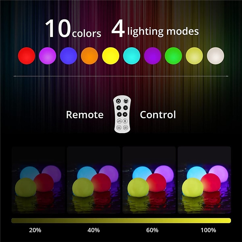 IP68 Rechargeable LED Floating Pool Light With RF Remote Color Changing Glowing Ball Dimmer Light for Yard Swimming Pool Pond Party Decoration Colorful Lighting 2025 - $16.99 –P7