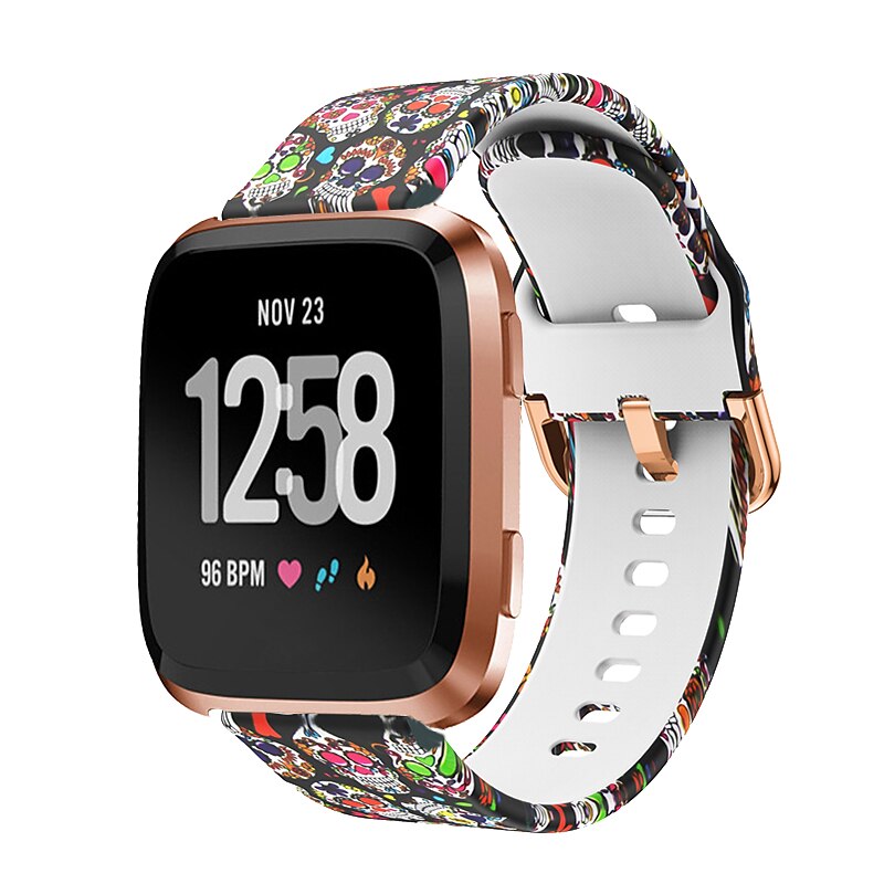 Pulseira de Smartwatch Compatível com Fitbit Versa 2 / Versa Lite / Versa SE / Versa Silicone Relógio inteligente Alça Impermeável Ajustável Respirável Estampado Floral Substituição Pulseira de 2025 por $13.99 –P6