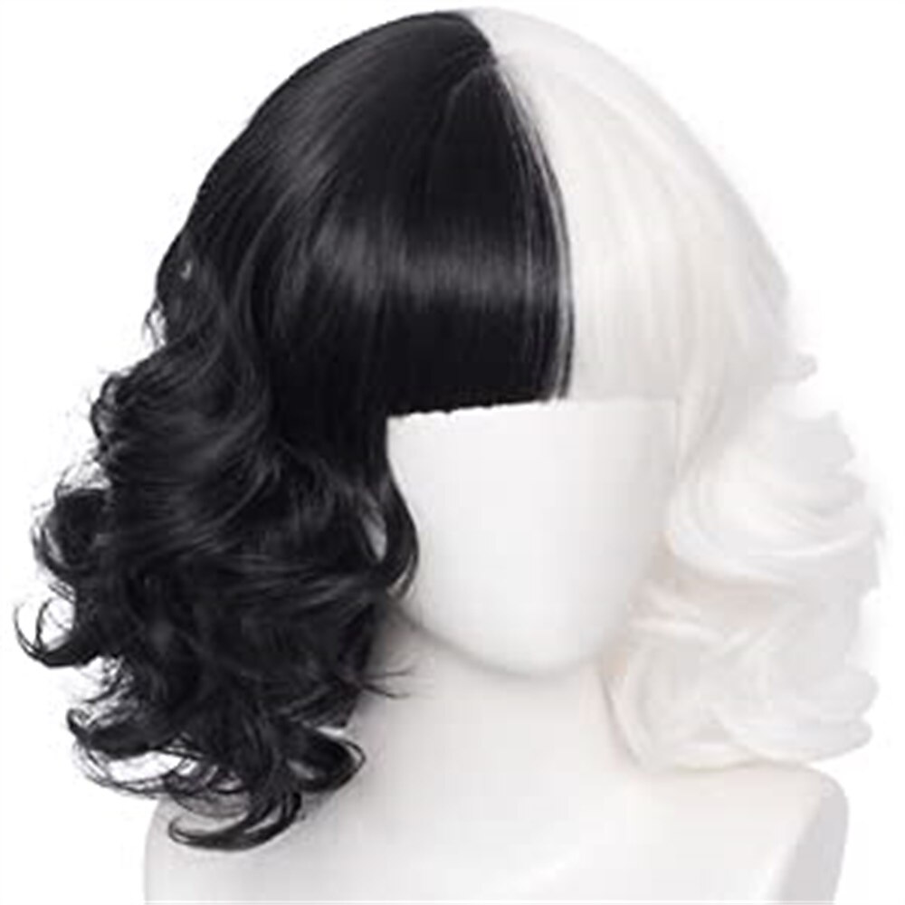 perucă cosplay jumătate albă și neagră perucă cosplay joc de rol peruci de petrecere pentru femei peruci de halloween 2025 - $17.99 –P8