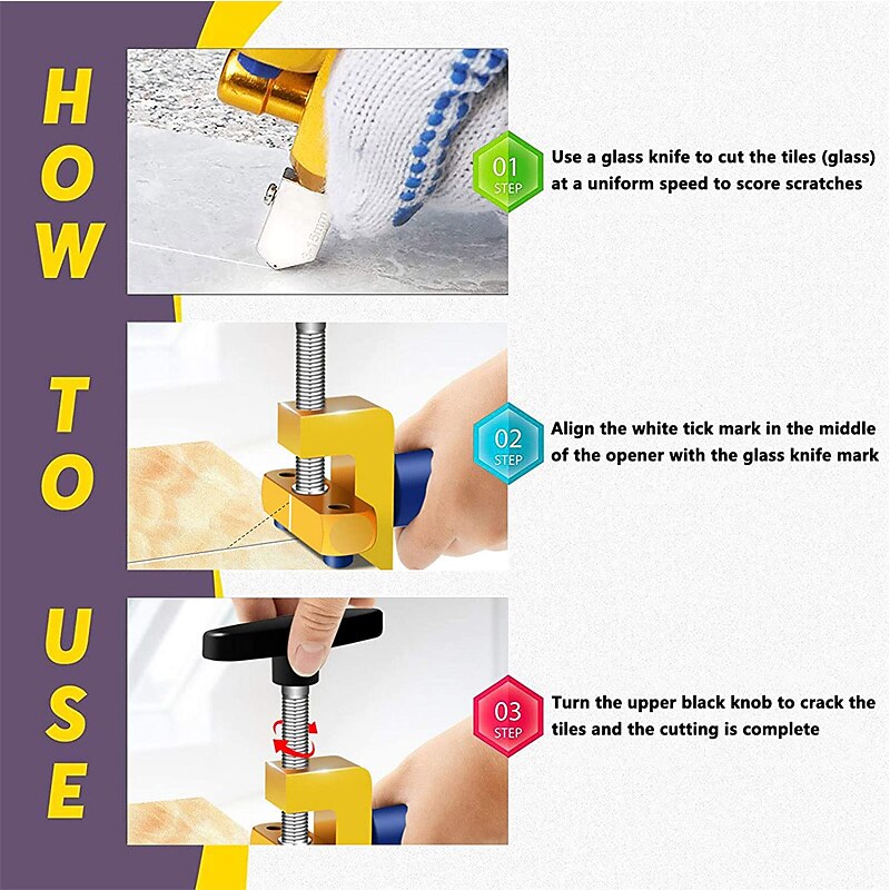 Diamant glassnijder voor glas tegels snijden 2 in 1 glassnijder set handleiding bouw tool tegelsnijder 8 stks hele set dropship 2025 - $20.99 –P6