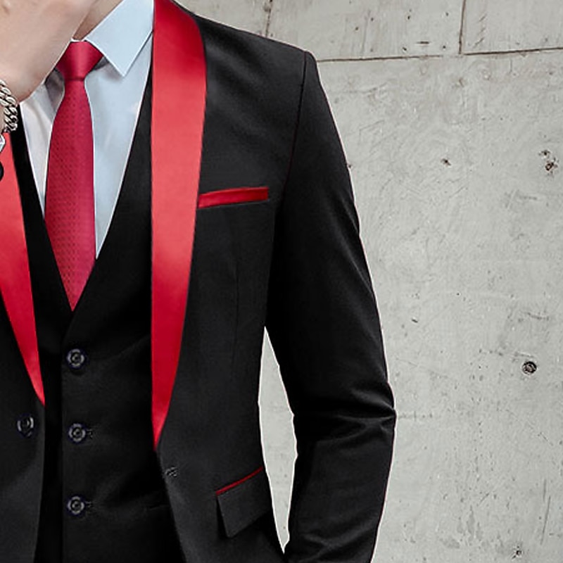 Men's Wedding Party Tuxedos Black Tie Homecoming Solid Color Standard Fit 3 Piece Single Breasted One-button 2025 - $129.99 –P2