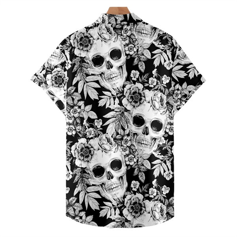Homme Crânes Chemise Chemise hawaïenne Chemise Aloha Manche Courte Chemise Col rabattu Mode Design Décontractées Plein Air Casual du quotidien Noir / Blanc Rouge Bleu S M L de 2025 ? $24.99 –P2