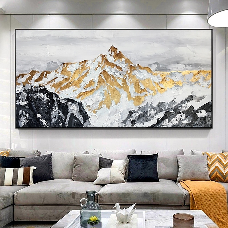 Handmade Hand Painted Oil Painting Wall Art  Large Size Contemporary Golden Mountains Home Decoration Decor Rolled Canvas No Frame Unstretched 2025 - $100.99 –P6