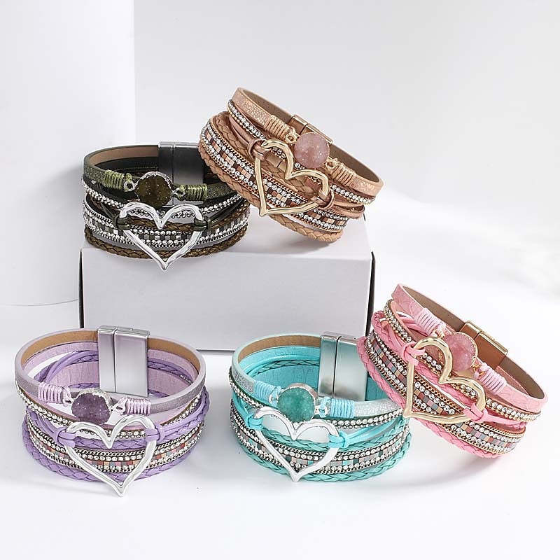 1pc Magnetverschluss Boho Wickelarmbänder Ledermanschette Armreif Perlenarmbänder für Frauen stapelbar Unendlichkeitsarmbänder Schmuck 2025 - $12.99 –P1