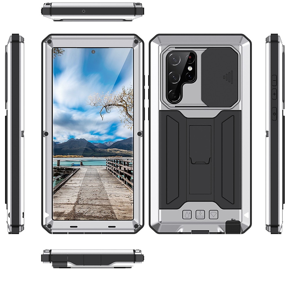 2025年 Samsung Galaxy S23 S22 Plus Ultra S25 Ultra 用ヘビーデューティ 防塵 四隅の落下耐性 キックスタンド 幾何学模様 メタル  コレクション – $44.99 –P9