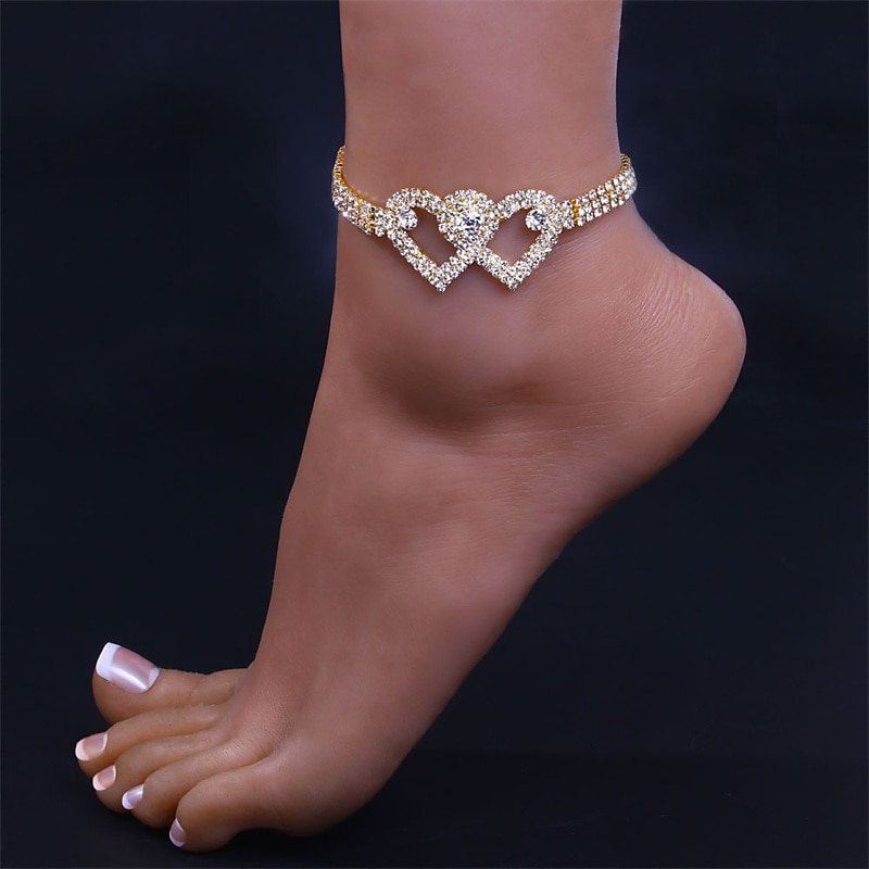 kvinners rhinestone hjerte ankelarmbånd festgaver bryllup / gull / sølv / vår / sommer 2025 - $8.49 –P3