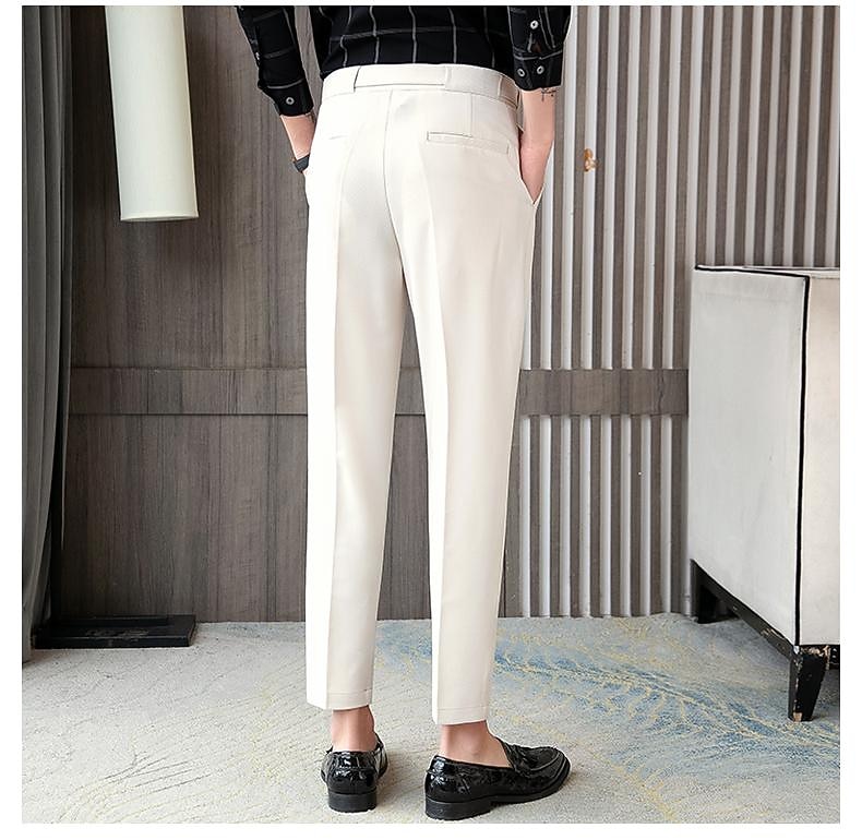 Voor heren Afstuderen Pakken Broek Geplooide broek Kostuumbroek Zak Hoogte stijging Effen Kleur Comfort Zacht liiketoiminta Dagelijks Elegant Vintage Zwart Wit Hoge taille 2025 - $46.99 –P17