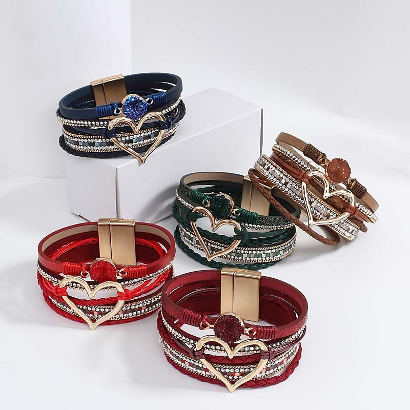 1pc Magnetverschluss Boho Wickelarmbänder Ledermanschette Armreif Perlenarmbänder für Frauen stapelbar Unendlichkeitsarmbänder Schmuck 2025 - $12.99 –P7