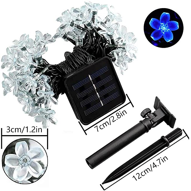 1/2pcs Solar-Blumen-Lichterketten im Freien 6,5 m 30 LEDs Kirschblüten-Lichterkette wasserdicht 8 Modi für Garten Terrasse Frühlingsdekoration Hof Rasen Weihnachtsbaum Urlaubsparty warmweiß bunt weiß 2025 - $14.49 –P2