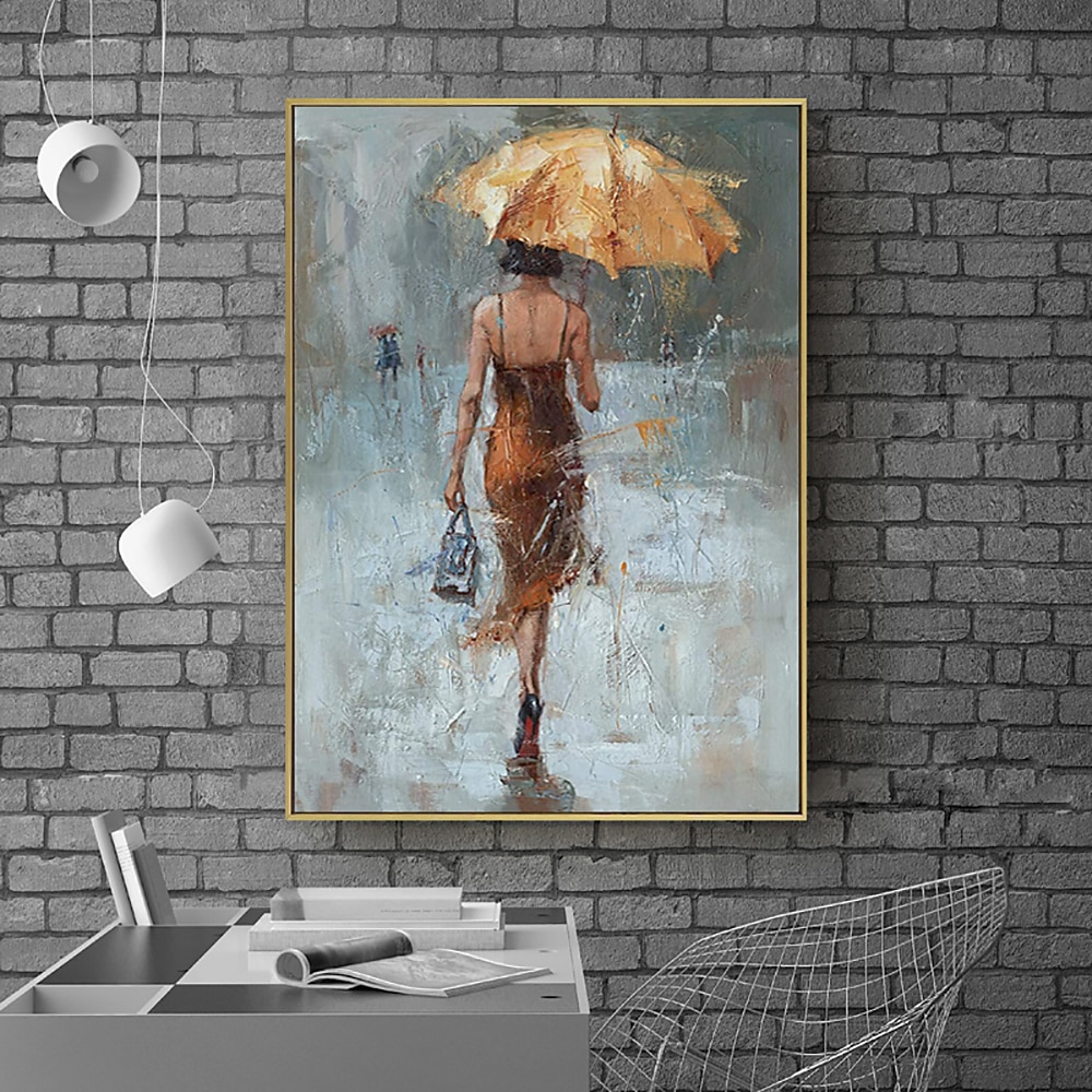 Handmade obraz olejny na płótnie wall art decoration rysunek portret kobiety z parasolem do wystroju domu walcowane bezramowe nierozciągnięte malarstwo; 2026 - $94.99 –P10