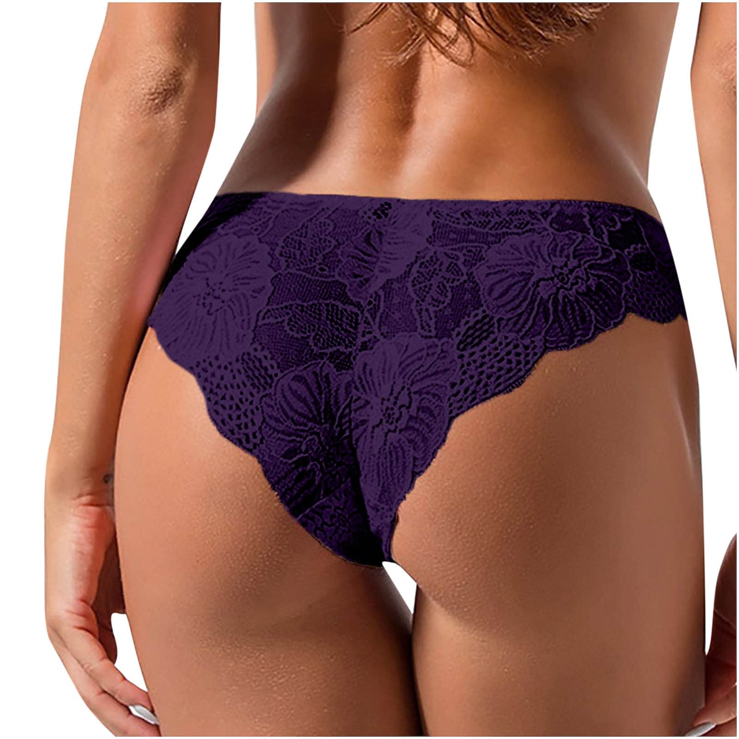 3 Packs] Women Sexy Thong Panties Full Lace Cute Bowknot Low