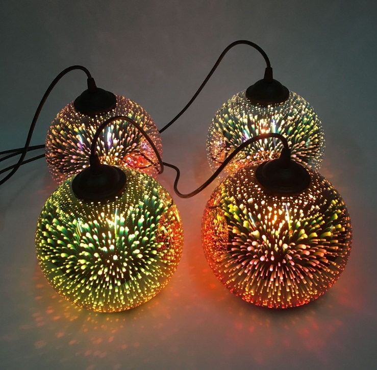 Lámpara colgante de 20 cm led diseño único lámpara colgante 3d vidrio estilo moderno galvanizado 220-240v 2026 - $131.99 –P4