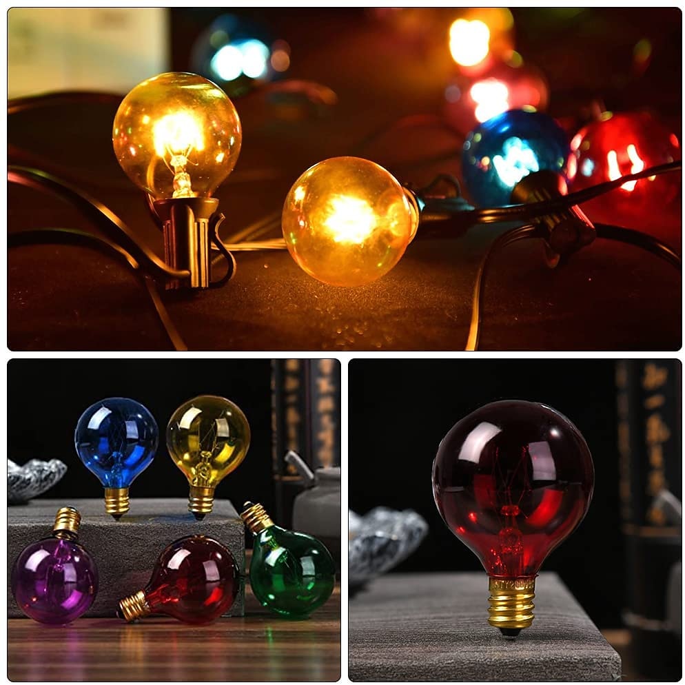 G40 Globe Patio String Lights Kültéri 7,62m/25FT 25 Átlátszó Többszínű G40 Izzókkal Függőleges Belső és Külső String Lámpák a Hátsó Kert Bistro Piac Kerti Parti Dekorációhoz Fekete Dróton 2026 - $62.99 –P4
