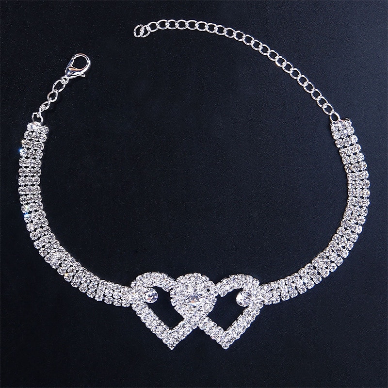 kvinners rhinestone hjerte ankelarmbånd festgaver bryllup / gull / sølv / vår / sommer 2025 - $8.49 –P6