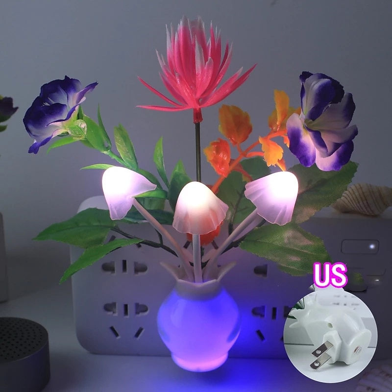 Conectare cu led lumina de noapte senzor automat de amurg pana la zori lampa de economisire a energiei lumina de noapte de vis flori de trandafir ciuperci lumini de noapte pentru dormitor baie camera de zi bucatarie hol 2025 - $8.49 –P11