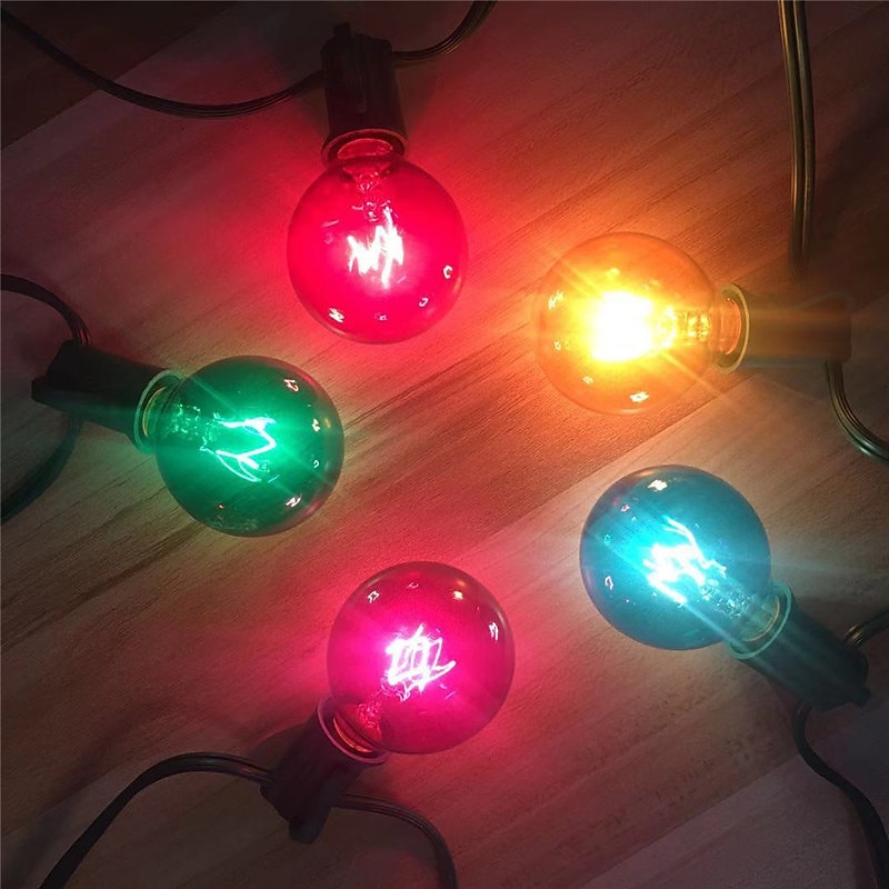 G40 Globe Patio String Lights Kültéri 7,62m/25FT 25 Átlátszó Többszínű G40 Izzókkal Függőleges Belső és Külső String Lámpák a Hátsó Kert Bistro Piac Kerti Parti Dekorációhoz Fekete Dróton 2026 - $62.99 –P18