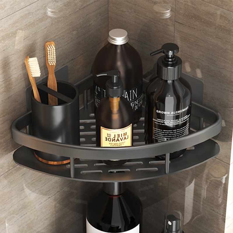 Carrito de ducha, cesta triangular para baño, ventosa, tipo de pared, espacio, cuarto de ducha de aluminio, triángulo, estante de esquina para inodoro no perforado 2025 - $23.99 –P11