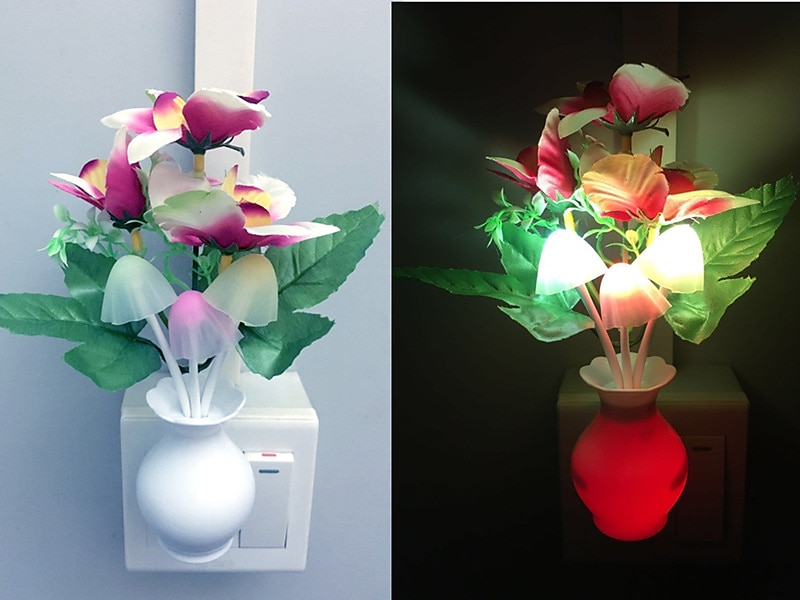 Conectare cu led lumina de noapte senzor automat de amurg pana la zori lampa de economisire a energiei lumina de noapte de vis flori de trandafir ciuperci lumini de noapte pentru dormitor baie camera de zi bucatarie hol 2025 - $8.49 –P8