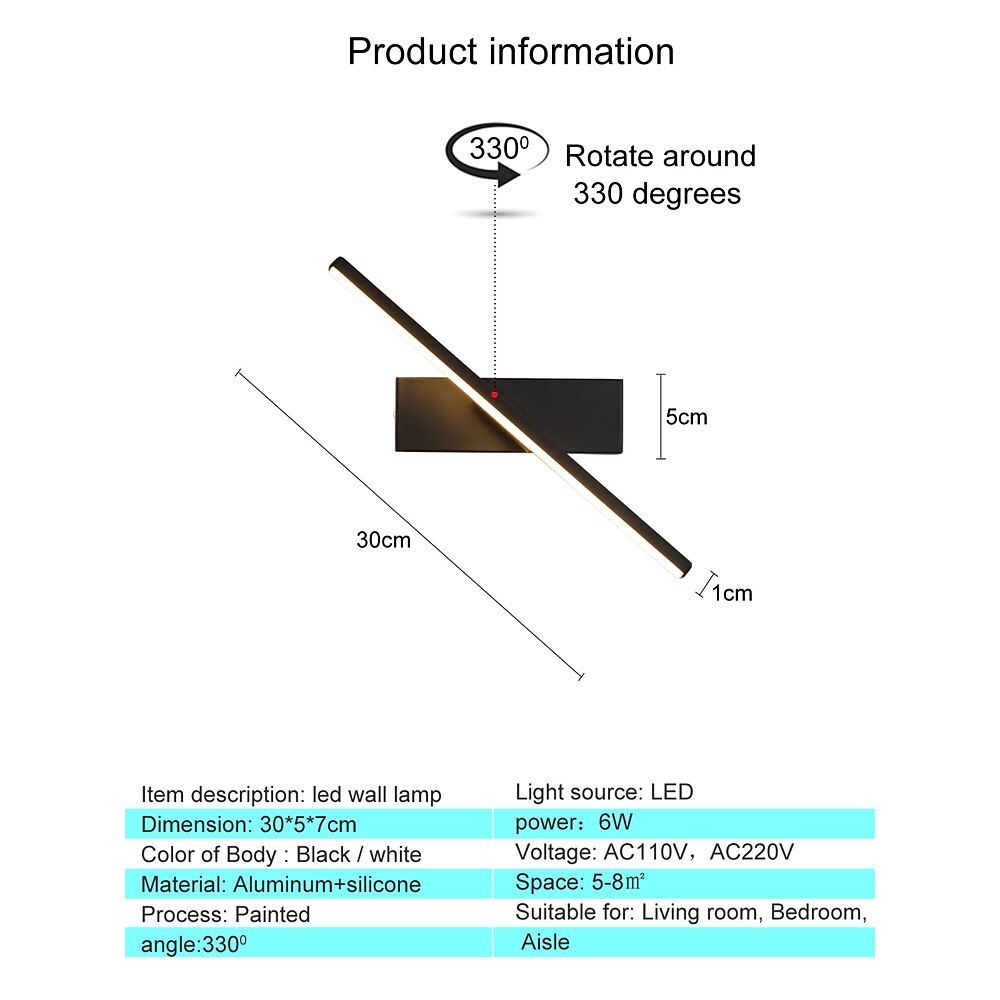 1-Light 330 Degree Wall Light LED Angle Adjustable Rotary LED Wall Lamp Modern Household Indoor LED Wall Lamp 2025 - $56.99 –P1