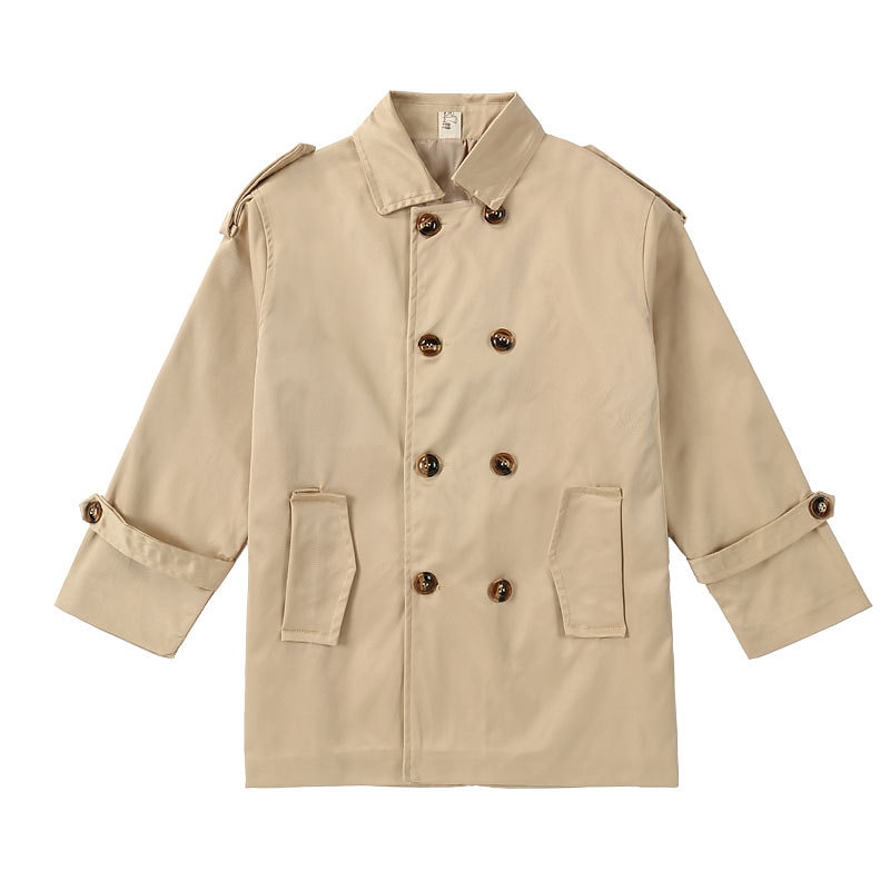 Pojkar 3D Slät Trenchcoat Långärmad Vår Höst Aktiv Häftig Bomull Barn 3-12 år Dagligen Normal 2025 - $34.99 –P8