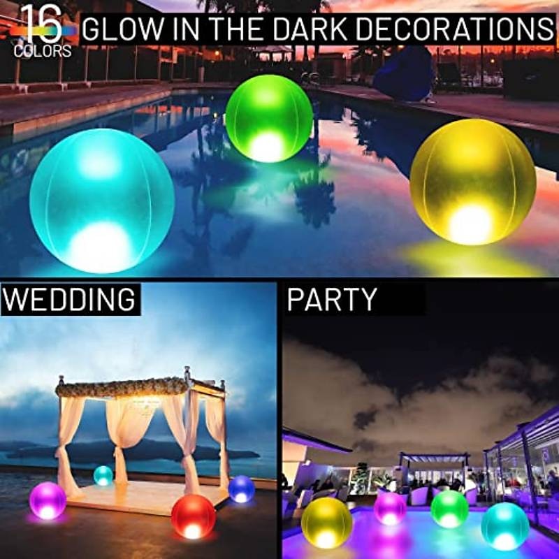 LED Glowing Beach Ball Light 60CM RGB Remote Control 16 Colors Waterproof Inflatable Floating Pool Light Yard Lawn Party Lamp 2025 - $31.99 –P1