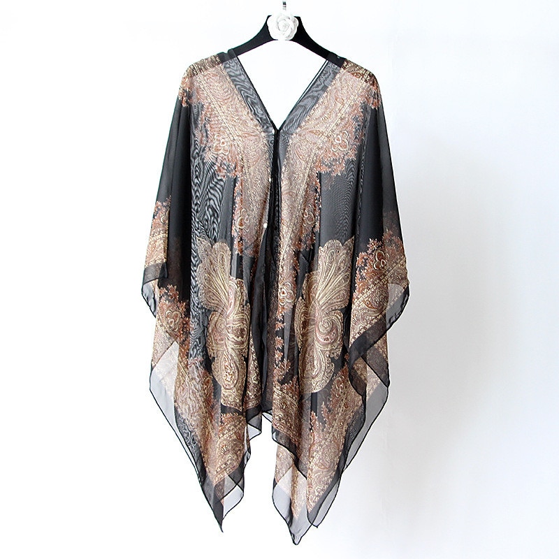 Fashion Women Scarf Shawl Poncho Printed Sunscreen Scarf Sun Protection Shawl Beach Shawl Bikini Cover Soft Comfortable 2025 - $13.99 –P12