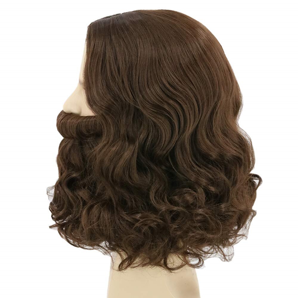 perucă și barbă vrăjitor lemarnia păr lung și ondulat pentru petrecere cosplay perucă maro închis peruci de halloween 2025 - $26.99 –P5