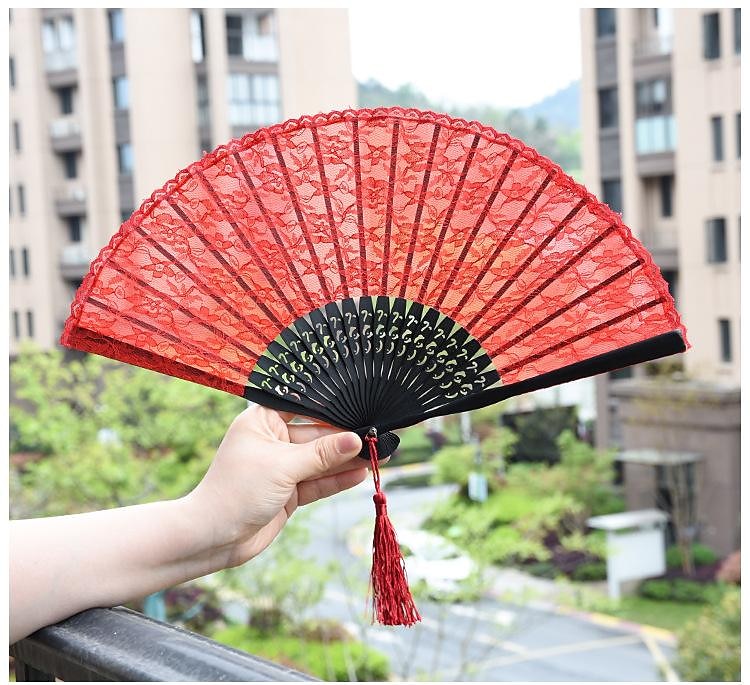 Classical Style Silk Composite Black Lace Fan Style Folding Fan Hand Held Gift Elegant 2025 - $15.49 –P5