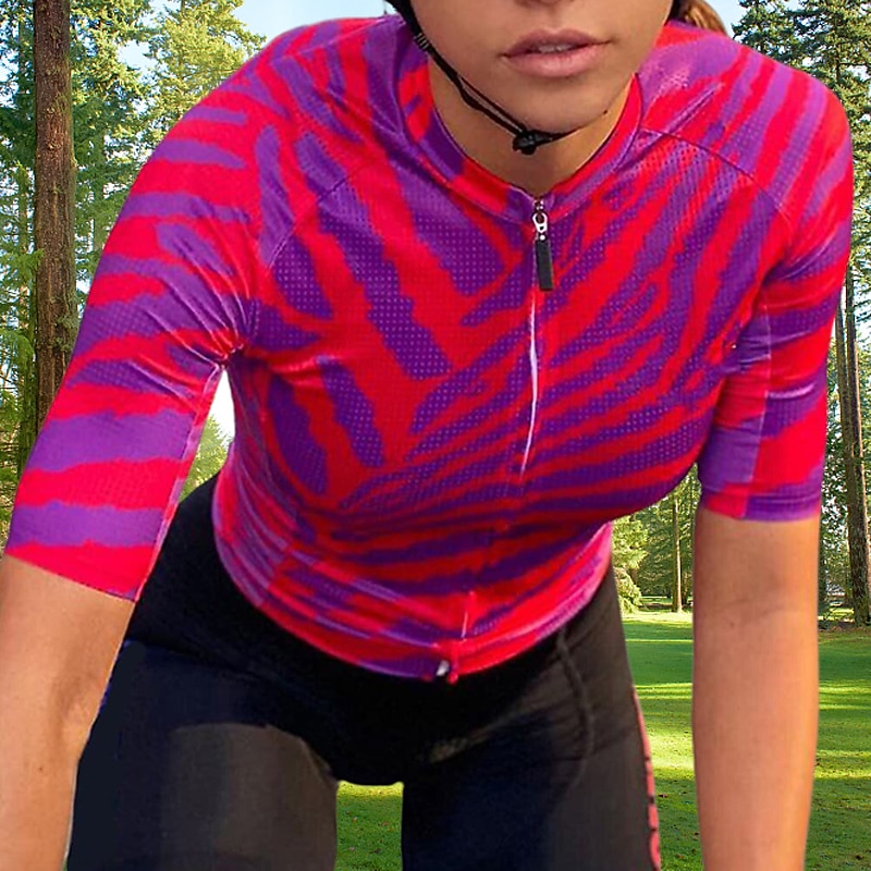 Mujer Maillot de Ciclismo Cebra Manga Corta Bicicleta Maillot Camiseta con 3 bolsillos traseros MTB Bicicleta Montaña Ciclismo Carretera Secado rápido Bandas Reflectantes Bolsillo trasero Dispersor 2025 - $29.99 –P8