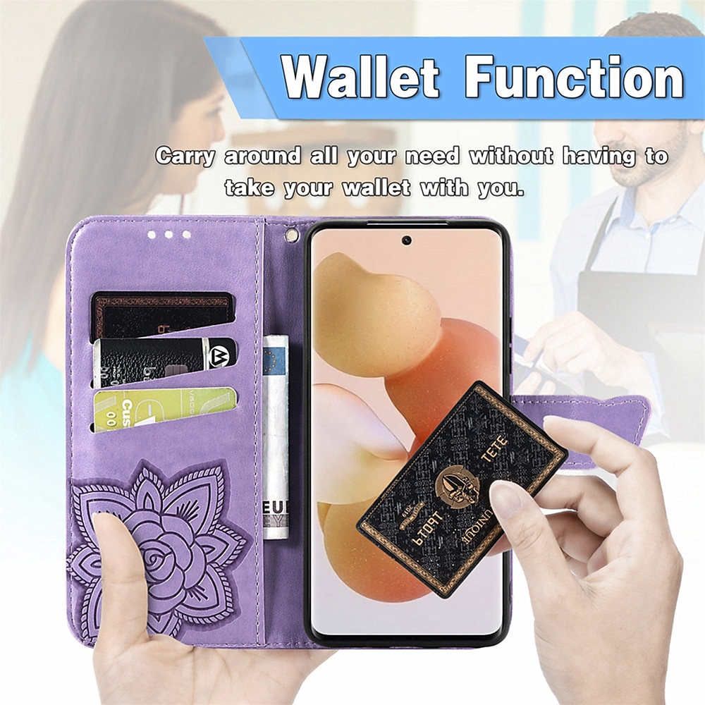 телефон Кейс для Назначение SSamsung Galaxy S24 S23 S22 S21 FE S21 Ультра Плюс A34 A54 A72 A32 A52 Кошелек для карт Стразы Слоты для держателей карт Магнитный флип Бабочка Кожа PU 2025 - $15.99 –P3