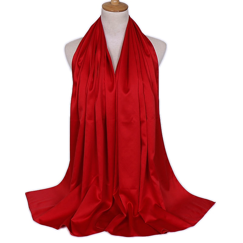 1 peça de luxo lenço de seda feminino lenço hijab longo xale muçulmano turbante bandana lenços de cetim envoltórios de cabeça de 2026 por $11.49 –P14