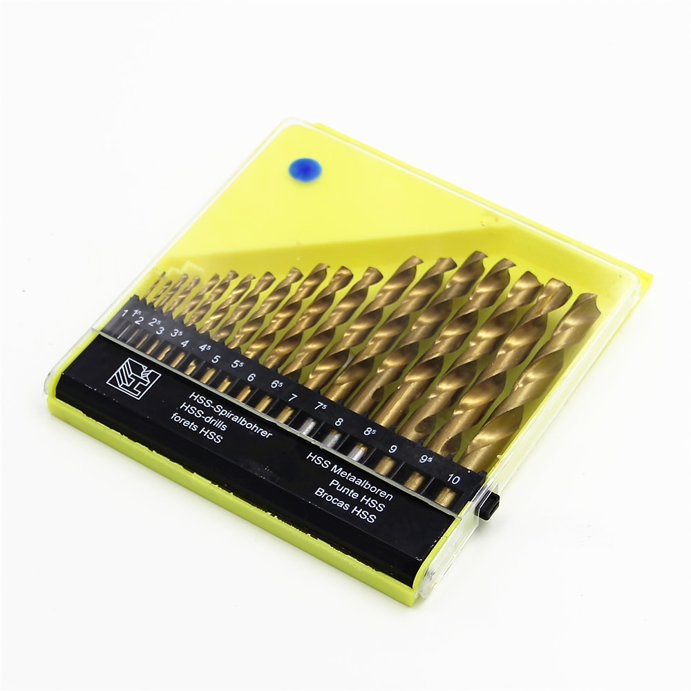 19pc/lot 1mm-10mm Titanium Metalworking Hard Metal HSS Twist Drill Bit Set For Drilling Stainless Steel 2025 - $16.99 –P9