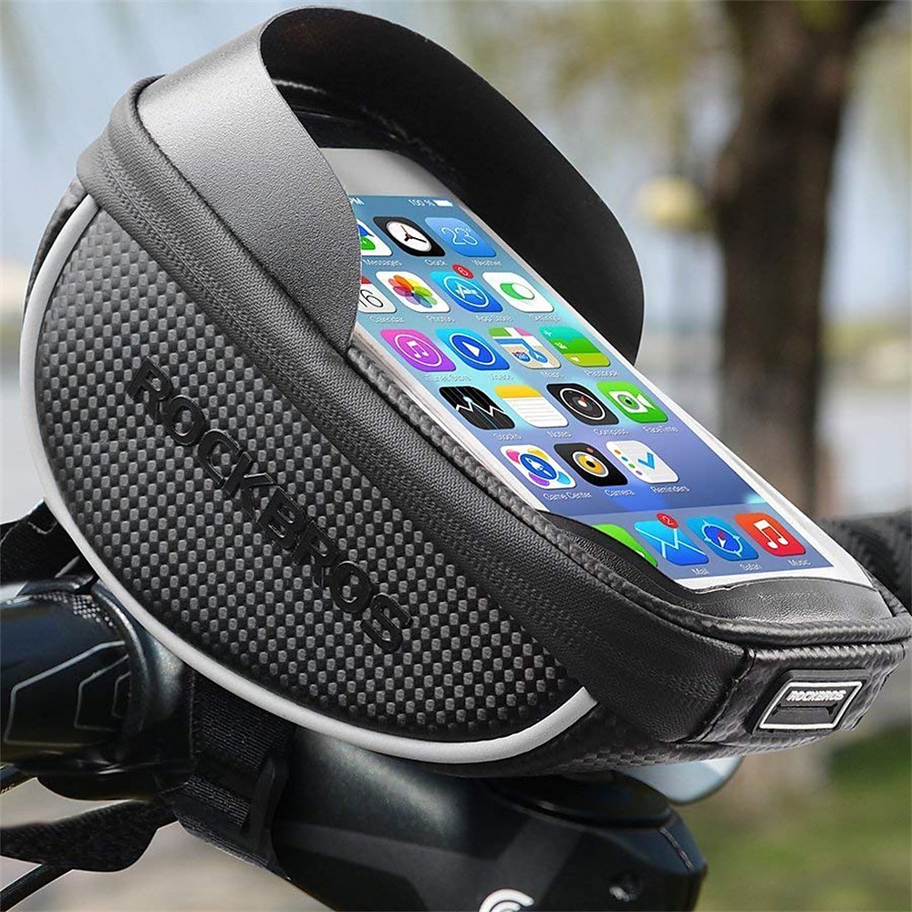 Bike Phone Mount Bag Bike Front Frame Handlebar Bag Waterproof Bike Phone Holder Case Bicycle Accessories Pouch Sensitive Touch Screen Compatible with iPhone 11 XS Max XR 8 Plus Below 6.5 2025 - $12.79 –P14