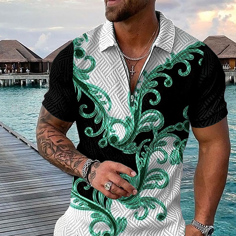Homens Barroco Camisas Polo com zíper Camisa de golfe Manga Curta Camisas polo Camisas de colarinho Vintage Casual Roupas de férias Trajes de festa Impressão 3D Polo com fecho de correr de um quarto de 2026 por $23.99 –P2