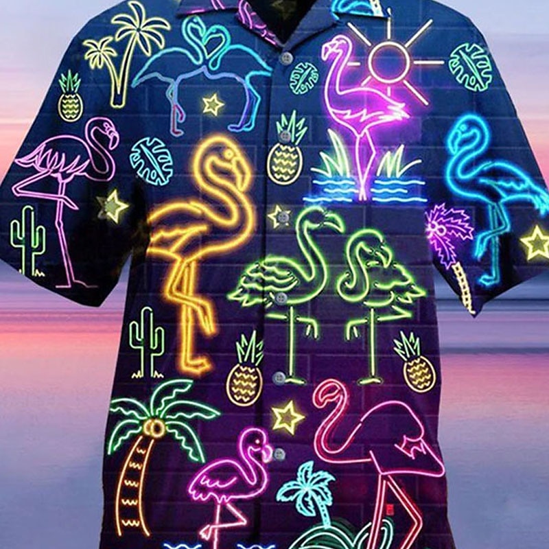 Per uomo Fluorescente Camicia Camicia hawaiana Camicia da campo Manica corta Camicia Collo ripiegabile Strada Informale Stampa 3D Giallo Rosso Viola chiaro Viola Verde 3D Abbigliamento Di tendenza del 2025 a $25.99 –P7