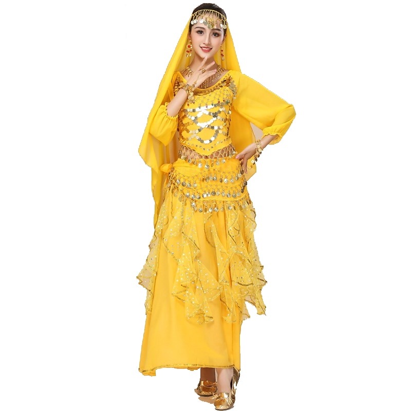 Dame Magedansdrakt Indiske kostymer Indisk jente Maskerade Voksen Topp Skjørte Hodeplagg Fest 2025 - $59.99 –P6
