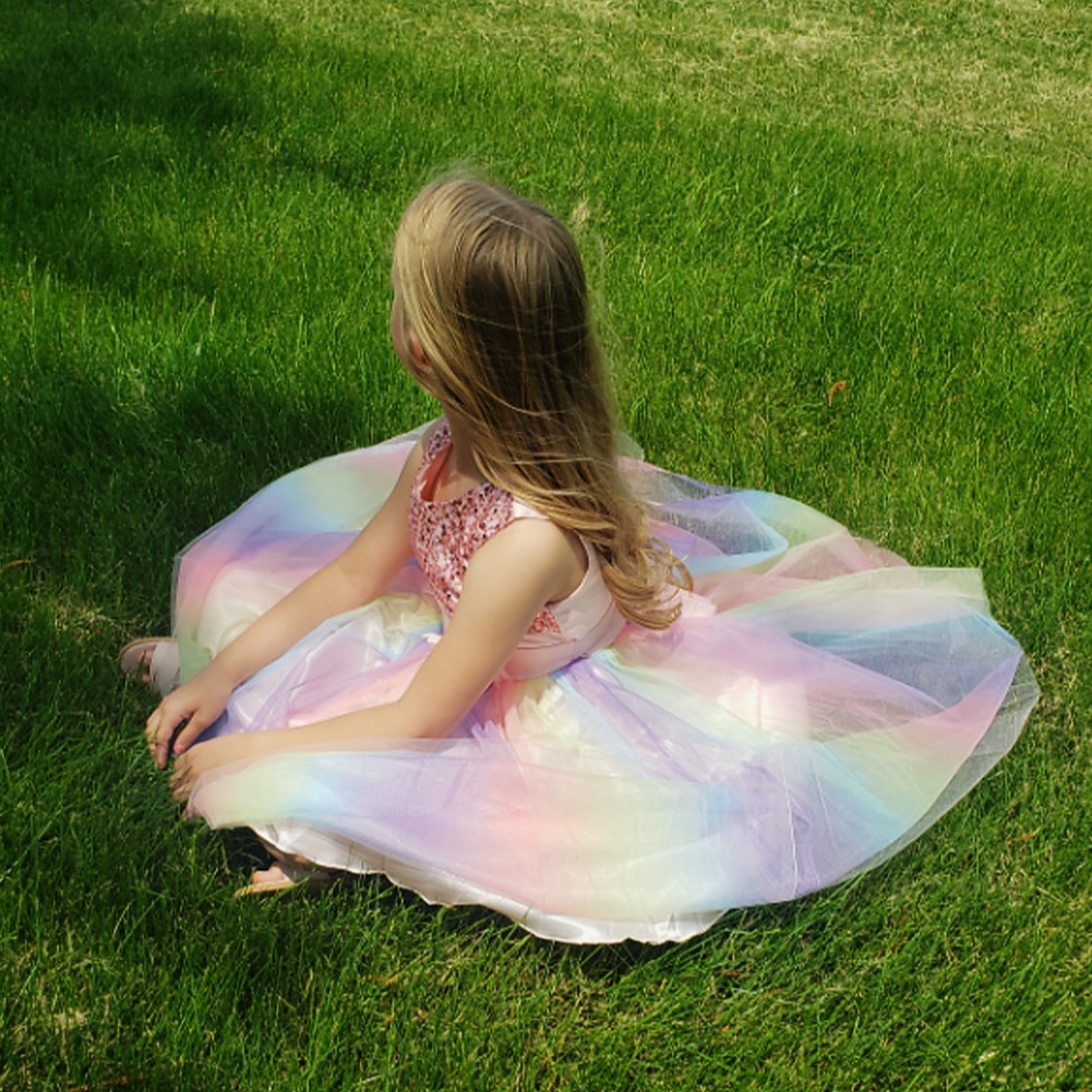 Copii Fete Rochie de fată cu flori Rochie Curcubeu Floare Fără manșon Nuntă Petrecere Paiete Plisată Funde Drăguţ Dantelă Tulle Lungime Genunchi Rochie de Fata de Flori Șampaniu Roz Îmbujorat Roșu Vin 2025 - $32.99 –P4