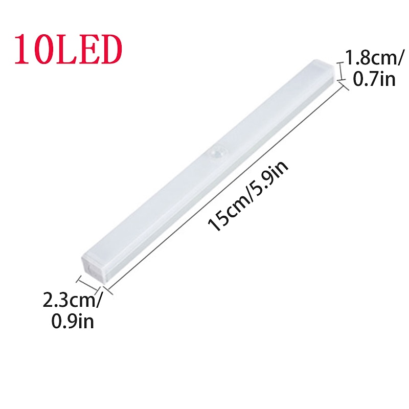 2 buc 10 led pir senzor de mișcare lampă de noapte încărcare usb corpul uman cu detecție automată lumină de noapte dulap dulap lumina de perete scară iluminat dormitor lumină inteligentă cu detectare 2025 - $22.99 –P1