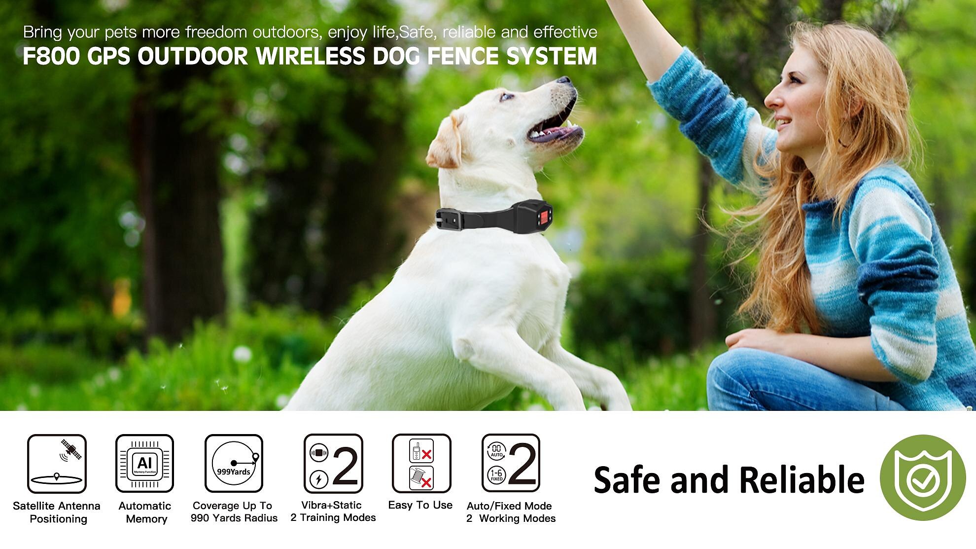 GPS Wireless Pet Fence Pet Containment System Covers up to 999 Yard Waterproof Receiver with Tone/Static Correction 2024 - $116.99 –P11